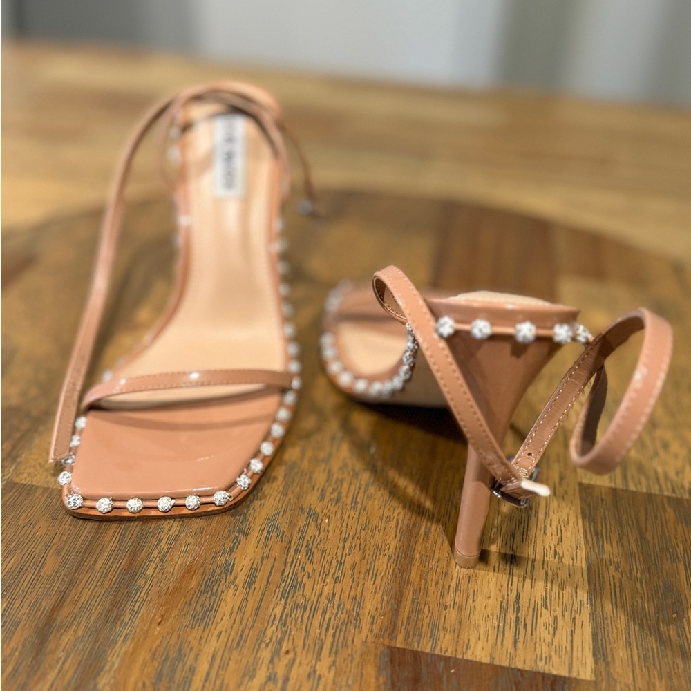 Steve Madden Tan Rhinestone Heels